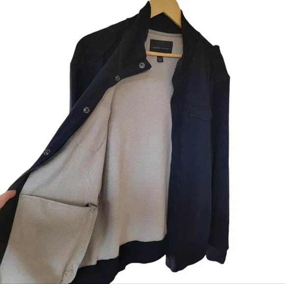 Banana Republic Tactical Sweater Preppy Cardigan Wool Blend Navy Blue Me… - Picture 4 of 17